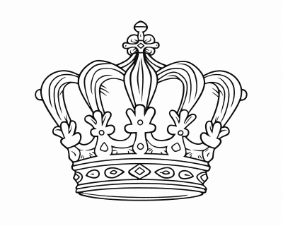 Színező egy magas ívű koronával, az abroncs peremén lóherelevél alakú díszekkel